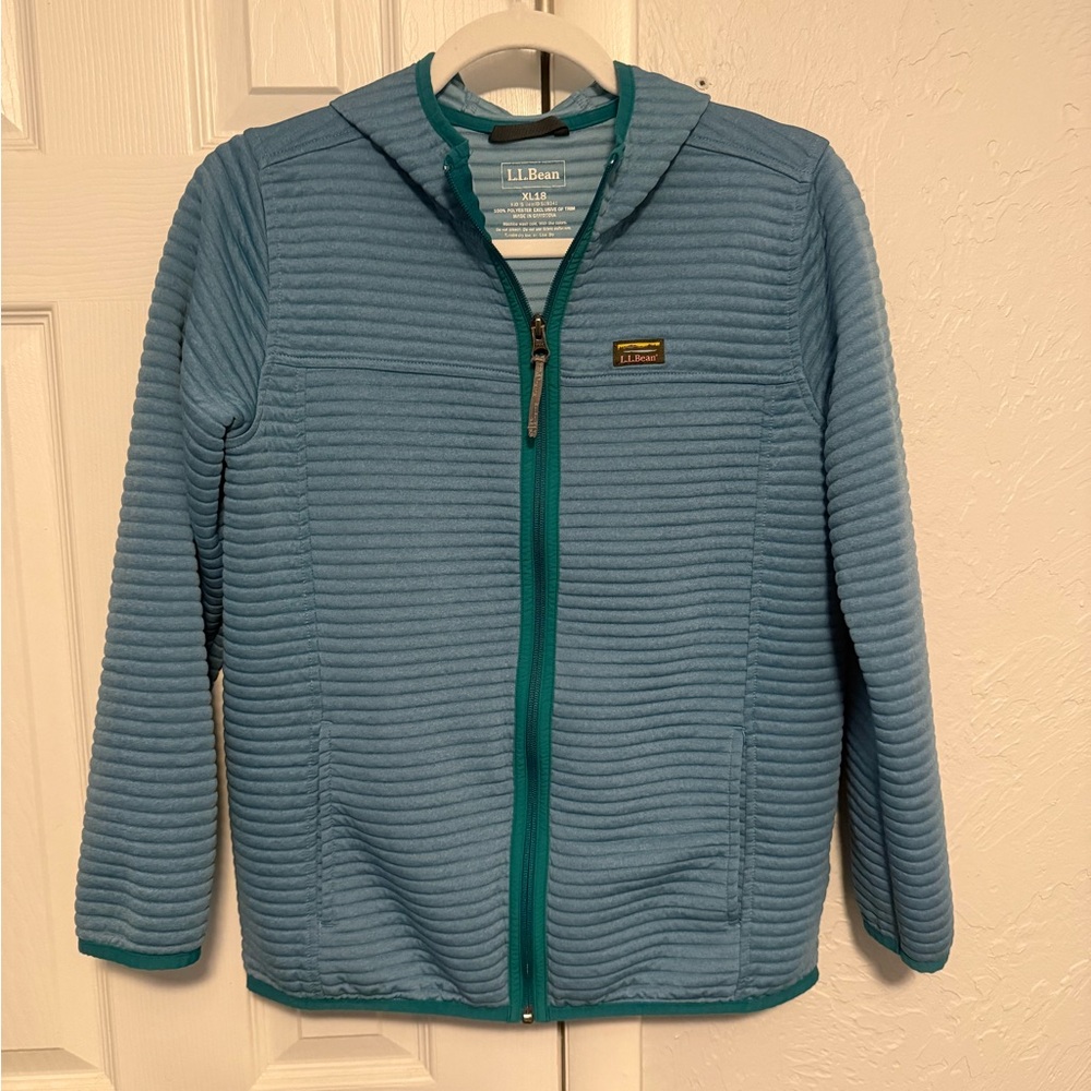 L.L. Bean Kids Teal and Blue Airlight Full Zip Hoodie